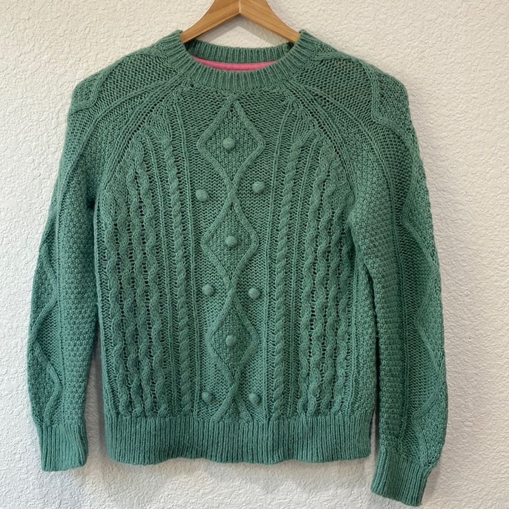 Johnnie B Girls Green Mint Long Sleeve Popcorn Cotton Blend Sweater Size 9-10Y